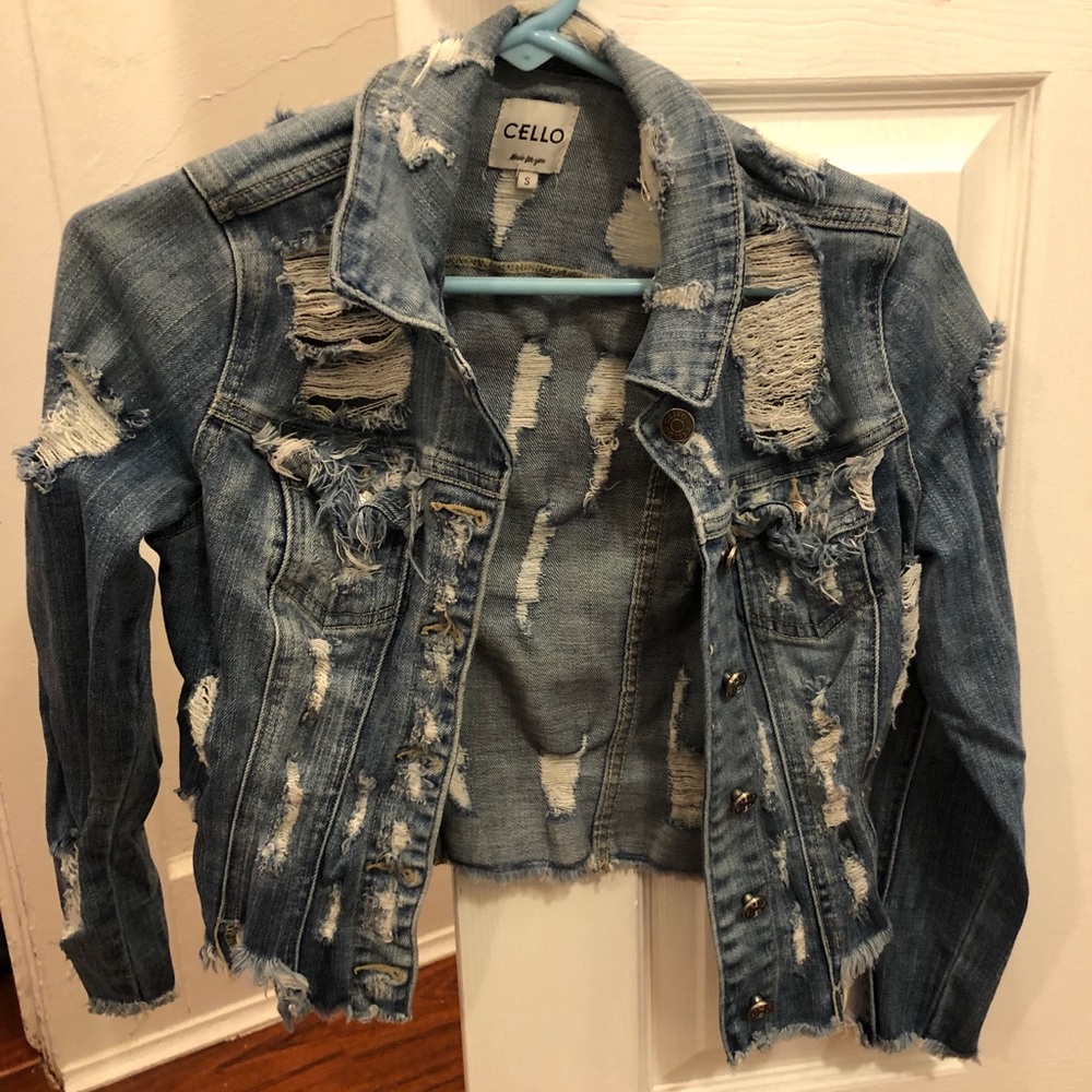Cello distressed jean jacket